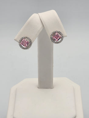 Earrings NA Pink and Clear Zircon