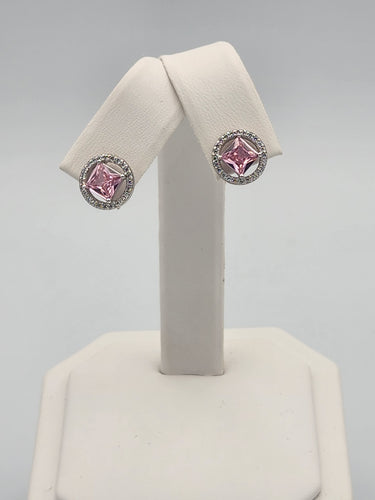 Earrings NA Pink and Clear Zircon