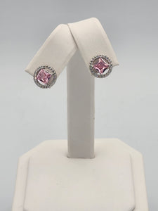 Earrings NA Pink and Clear Zircon